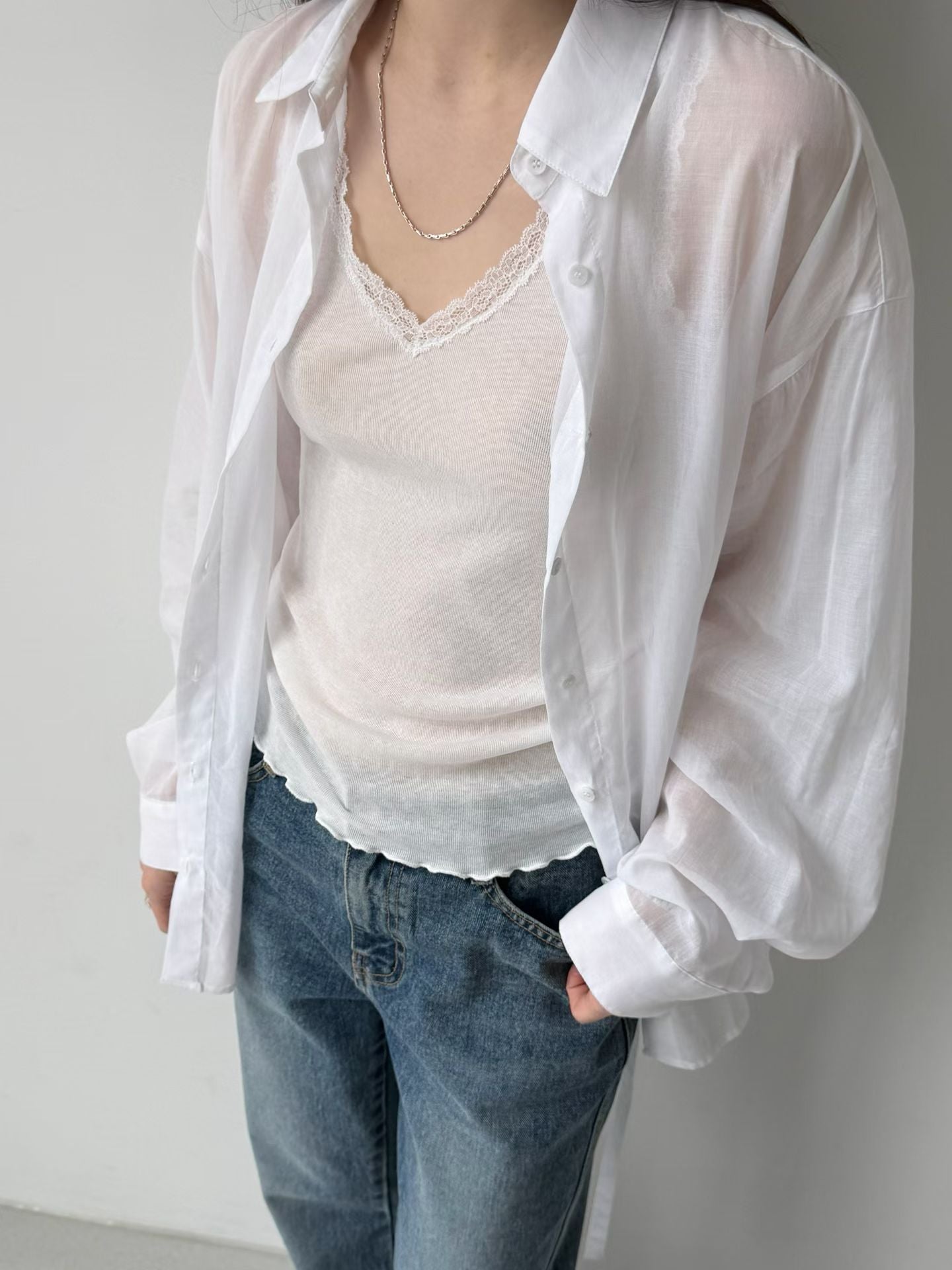 ♡百搭V領蕾絲內搭背心♡ (C260560)