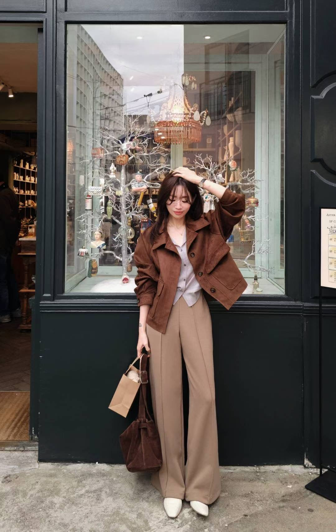 ♡Oni家♡漫畫腿混羊毛長腿褲 (C251262)