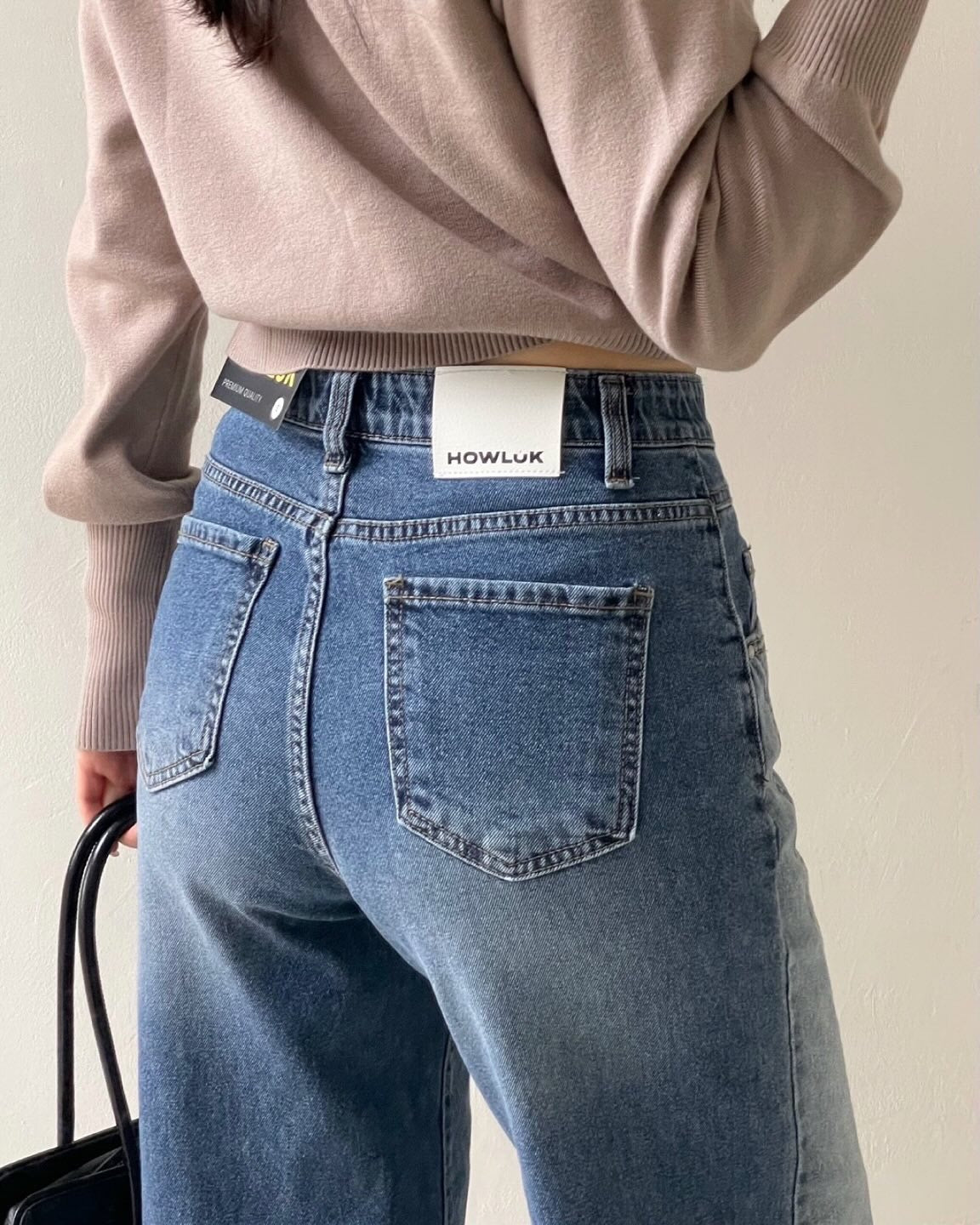 ♡拼接刷色牛仔寬褲♡ (C251154)