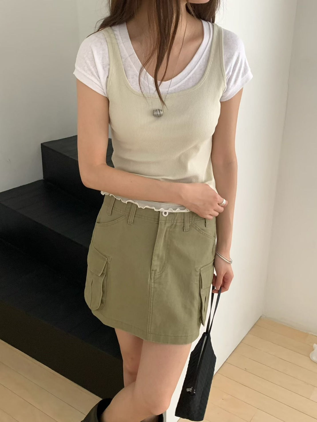 ♡率性工裝風立體口袋短裙 ♡ (C260637)