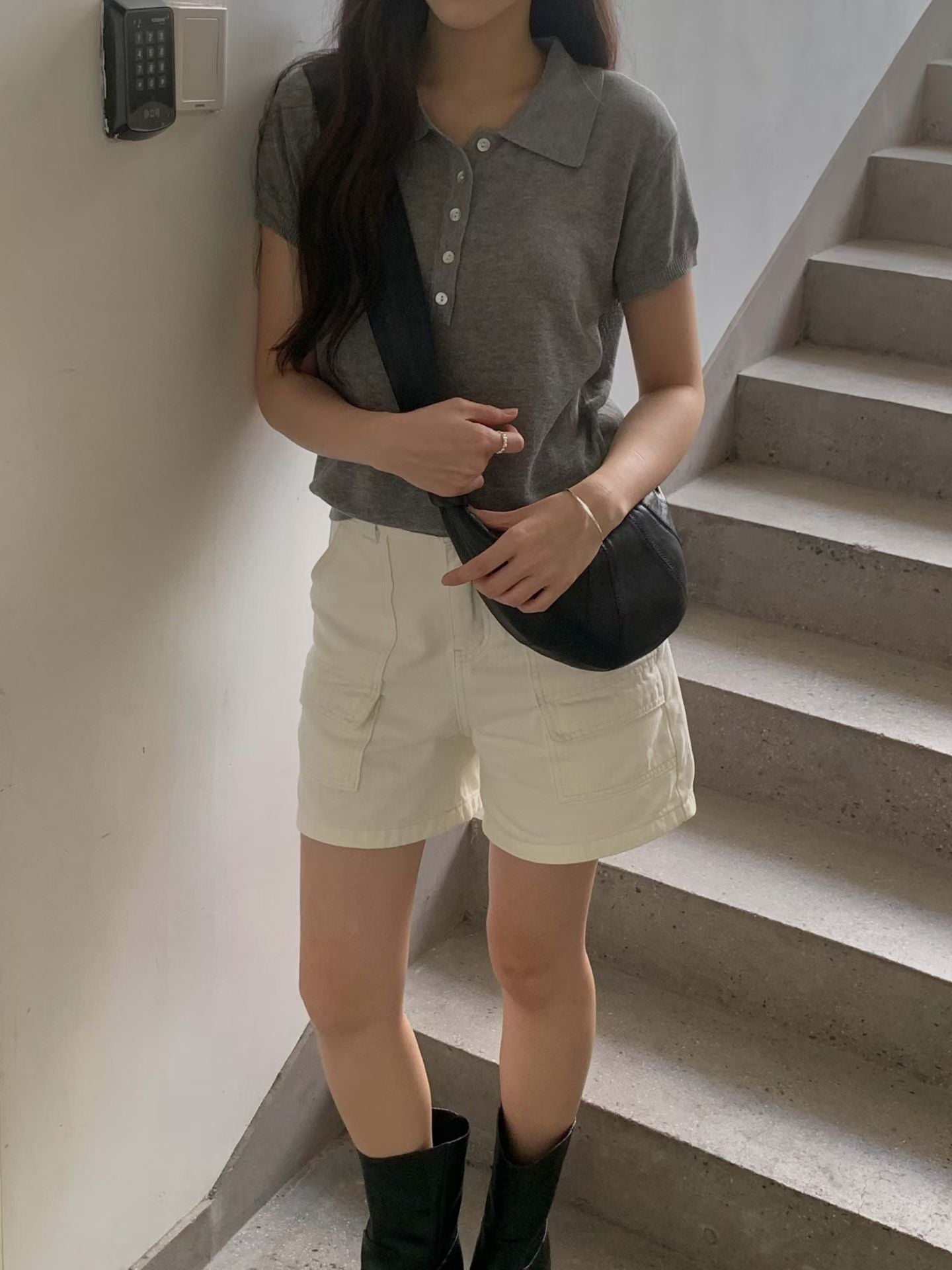 ♡清新感輕針織Polo短袖上衣♡ (C260509)