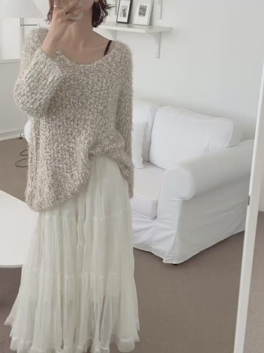 ♡軟糯粒絨慵懶Oversize毛衣♡ (C251148)