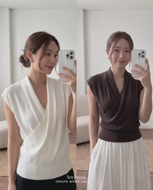 ♡優雅交領垂墜V領上衣♡ (C260624)